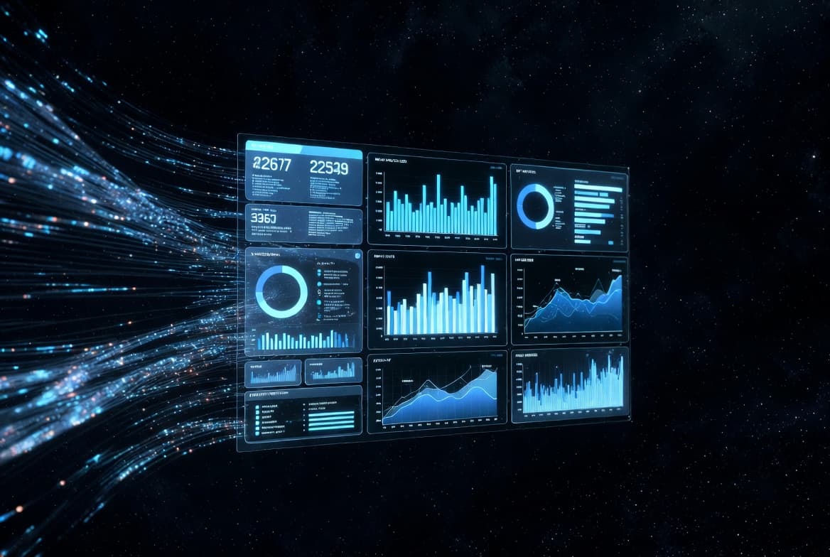 AI-powered reporting dashboard with data analytics visualization